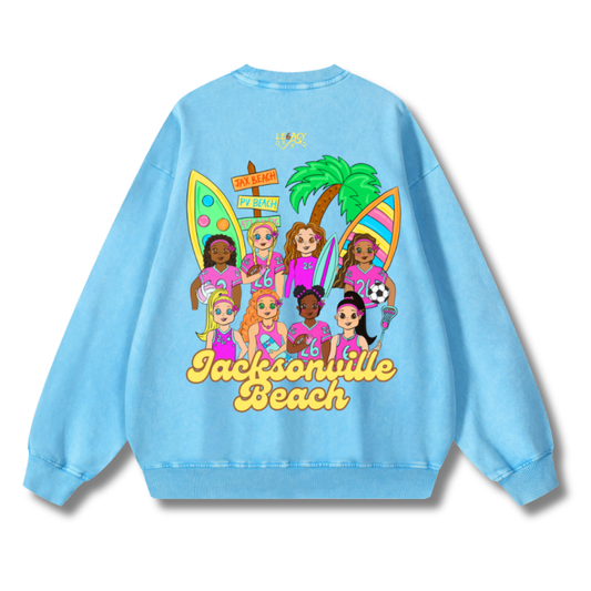Catch Waves & Chase Goals Crewneck Sweatshirt (Blue)