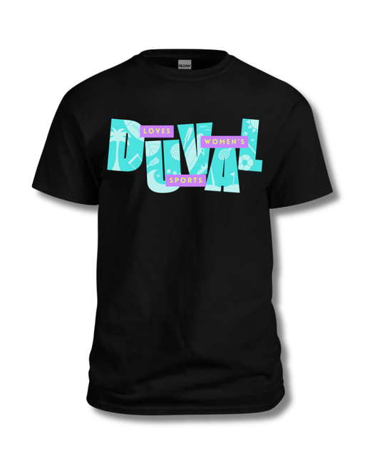 DUVAL Loves Women's Sports T-Shirt (Black)