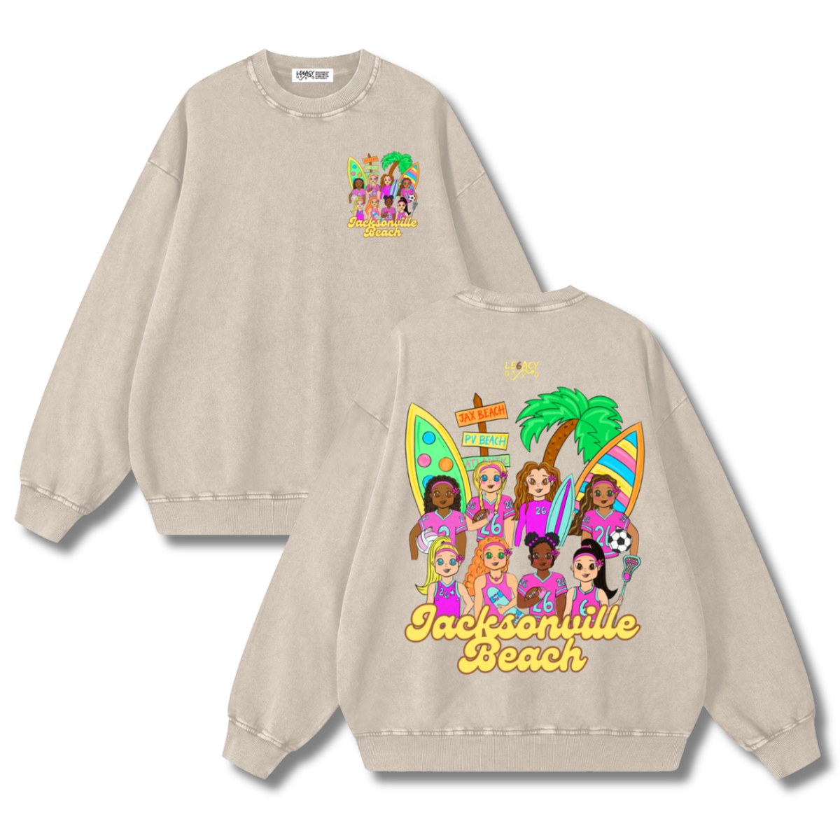 Catch Waves & Chase Goals Crewneck Sweatshirt (Oat)