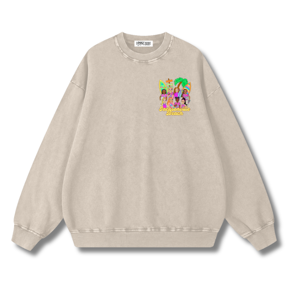 Catch Waves & Chase Goals Crewneck Sweatshirt (Oat)