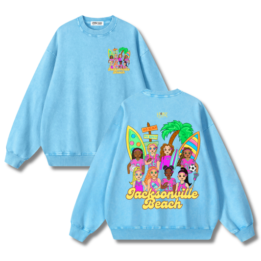 Catch Waves & Chase Goals Crewneck Sweatshirt (Blue)