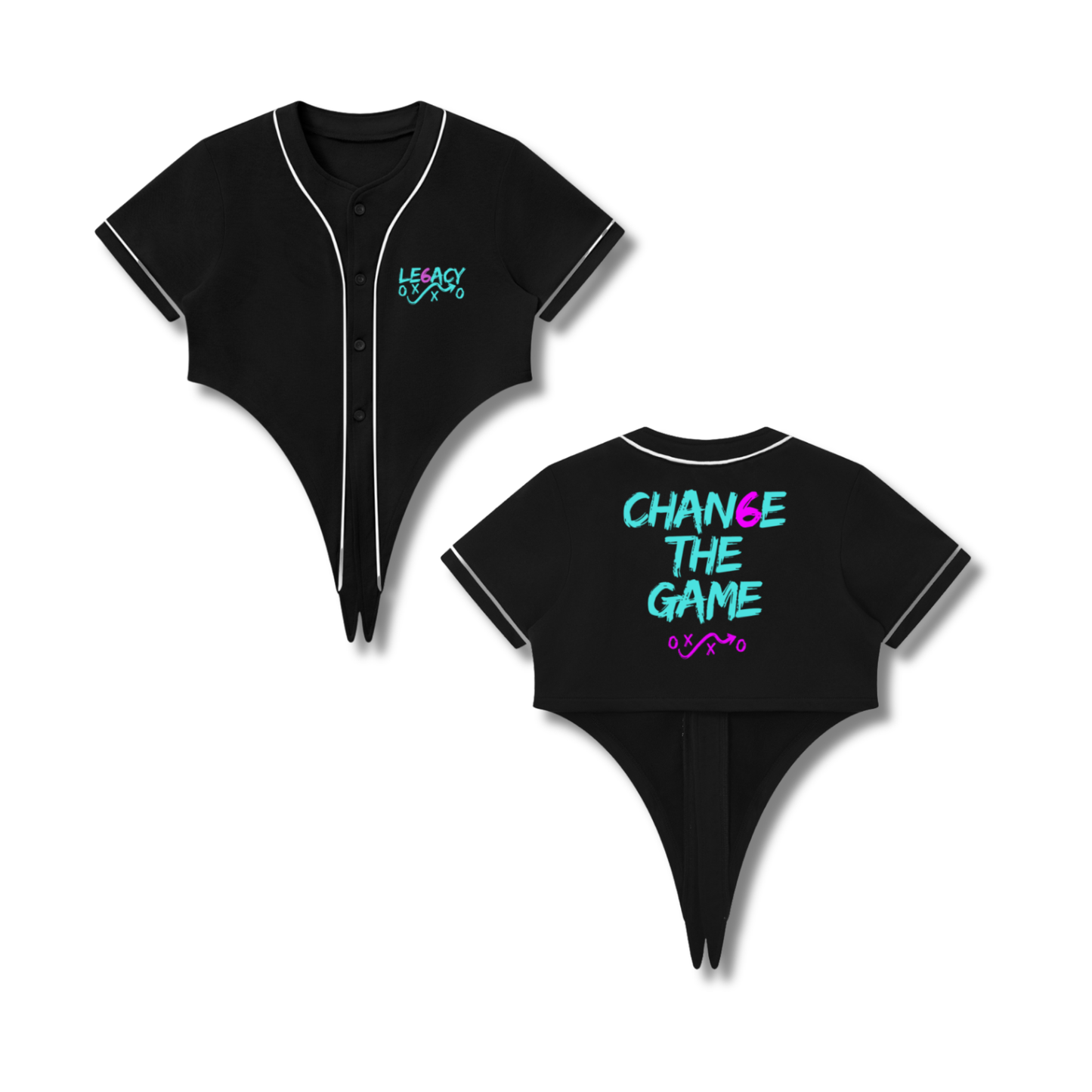 CHAN6E The Game Tie-Front Crop Baseball Jersey
