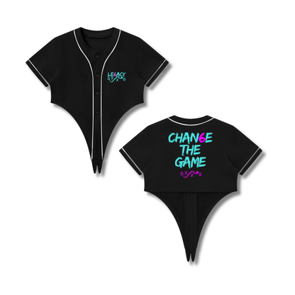 CHAN6E The Game Tie-Front Crop Baseball Jersey