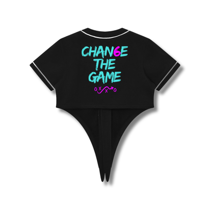 CHAN6E The Game Tie-Front Crop Baseball Jersey